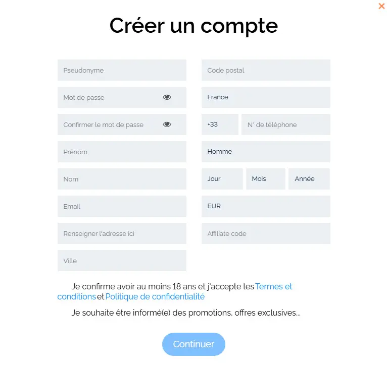 Proceso de registro RESPIN CASINO