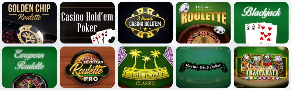 Juegos de mesa en RESPIN CASINO